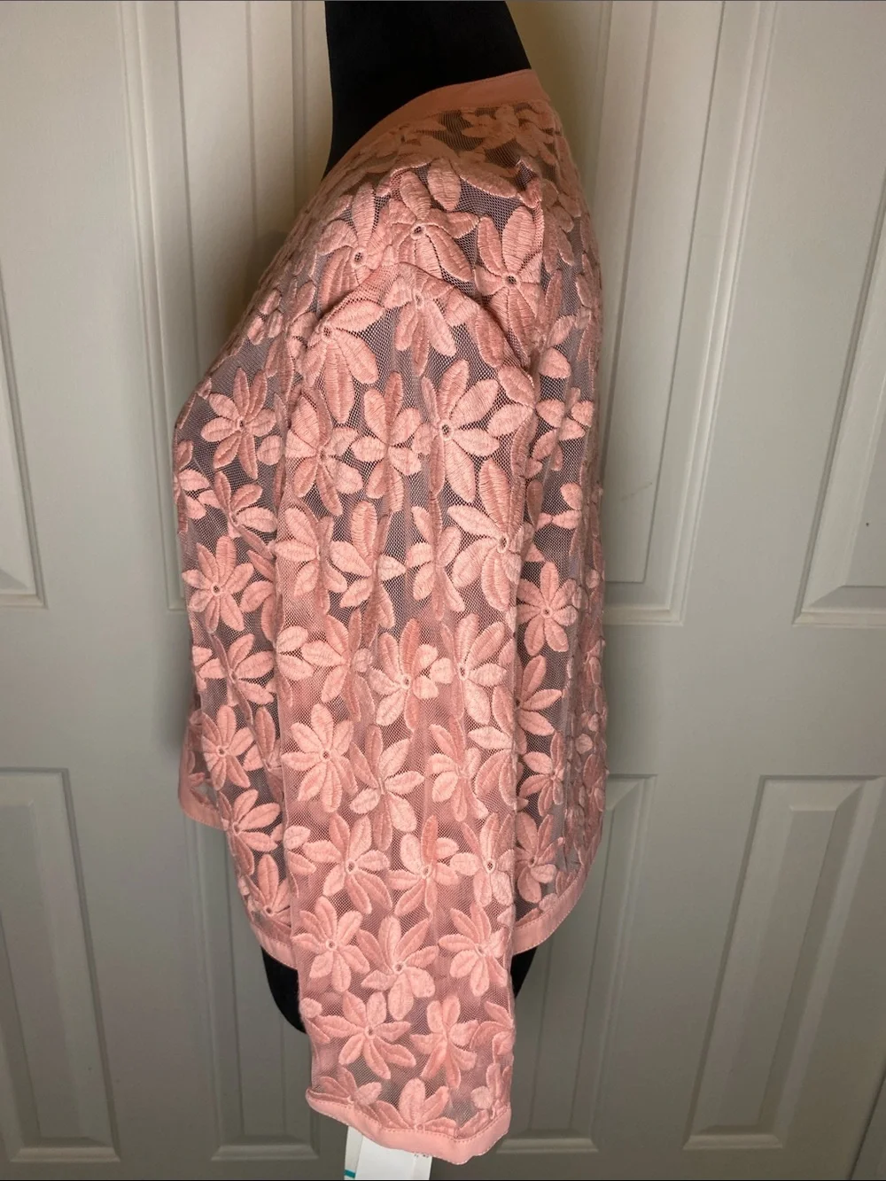 Anne Klein Women’s Pink PEACHY Floral Lace Open-Front Jacket Size 16 NWT - Picture 2 of 10